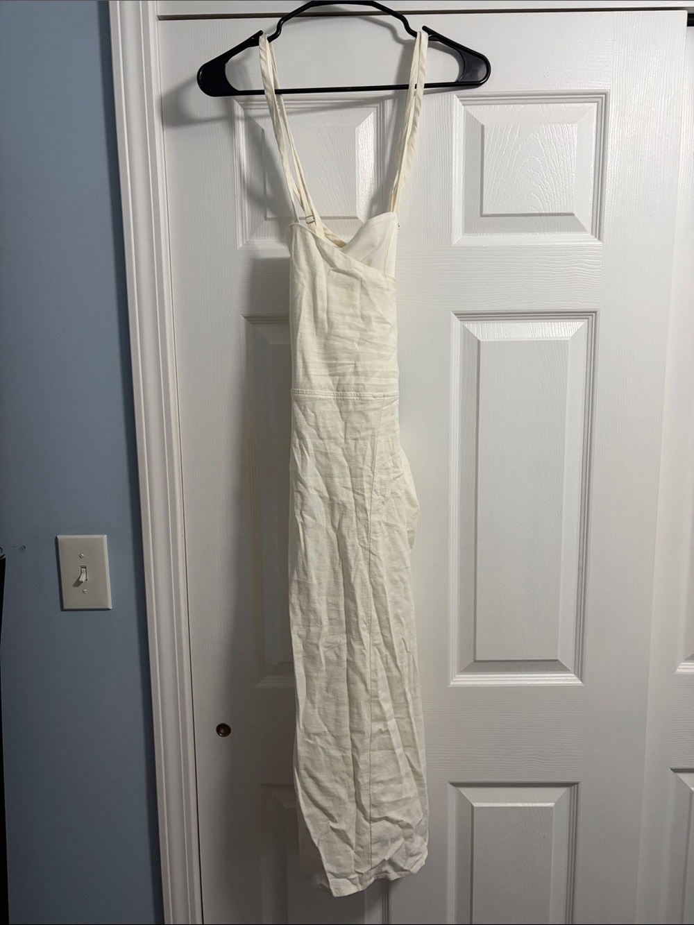 wild fable Cream Linen-Blend Maxi Dress With Lace-Up Back
